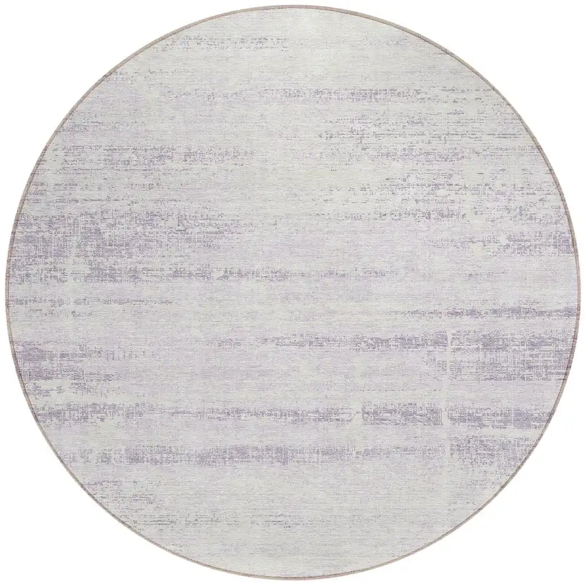 8' Lavender Purple And Ivory Round Abstract Washable Indoor Outdoor Area Rug Photo 5