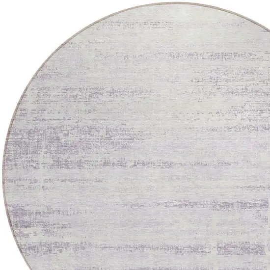 8' Lavender Purple And Ivory Round Abstract Washable Indoor Outdoor Area Rug Photo 4