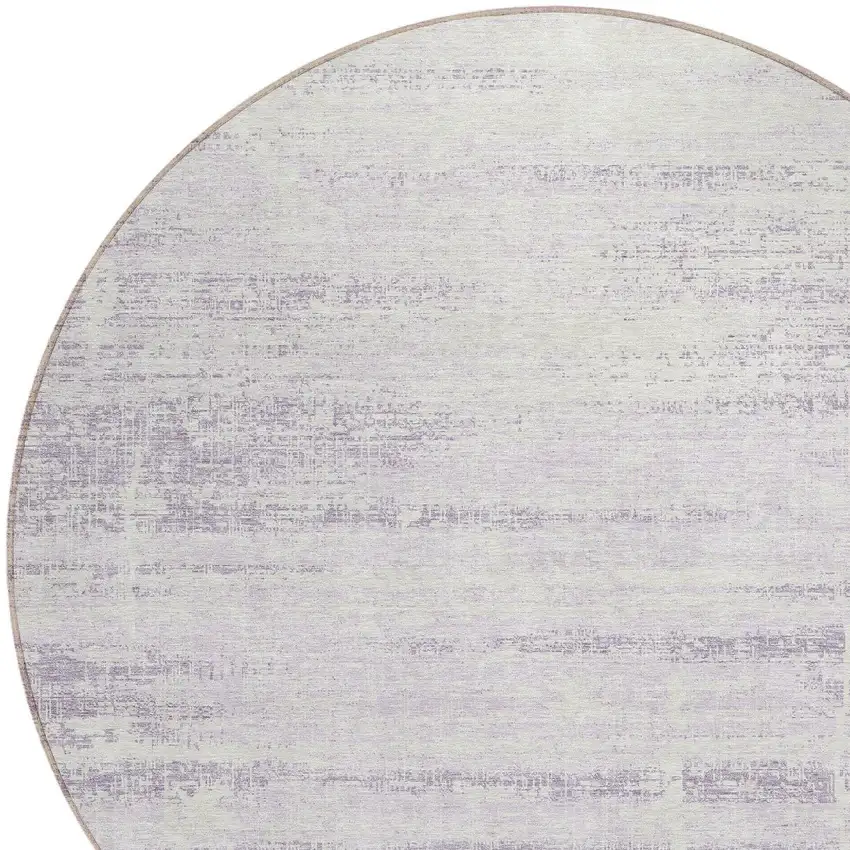 8' Lavender Purple And Ivory Round Abstract Washable Indoor Outdoor Area Rug Photo 4
