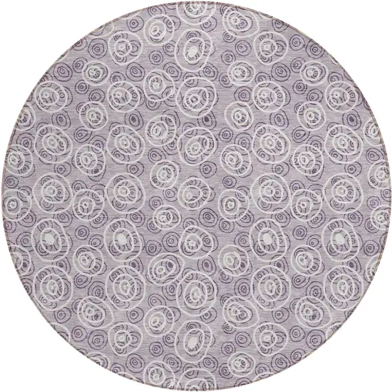 8' Lavender Purple And Ivory Round Geometric Washable Indoor Outdoor Area Rug Photo 2
