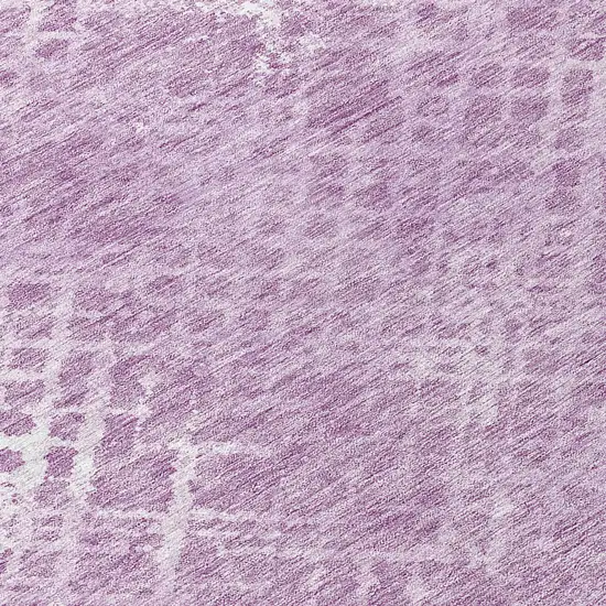 8' Lavender Purple And Ivory Round Geometric Washable Indoor Outdoor Area Rug Photo 8