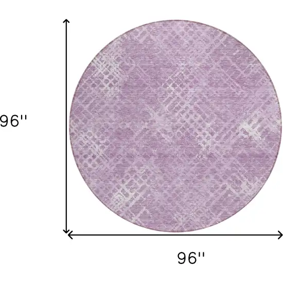 8' Lavender Purple And Ivory Round Geometric Washable Indoor Outdoor Area Rug Photo 3