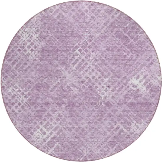 8' Lavender Purple And Ivory Round Geometric Washable Indoor Outdoor Area Rug Photo 2