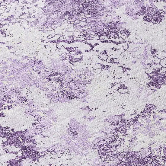 8' Lavender Purple And Lilac Round Floral Washable Indoor Outdoor Area Rug Photo 9