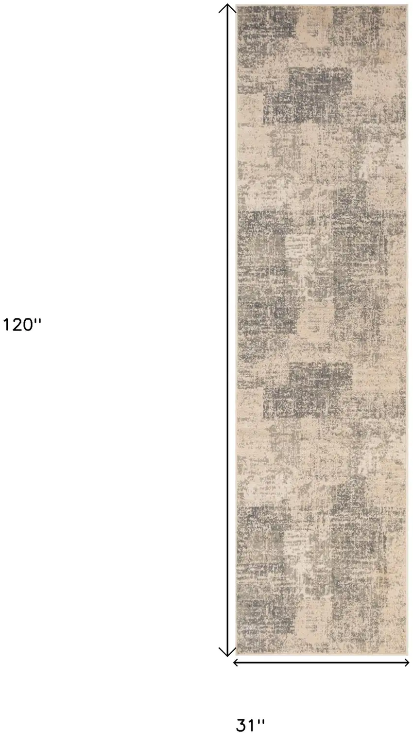 10' Light Blue Abstract Power Loom Runner Rug Photo 6