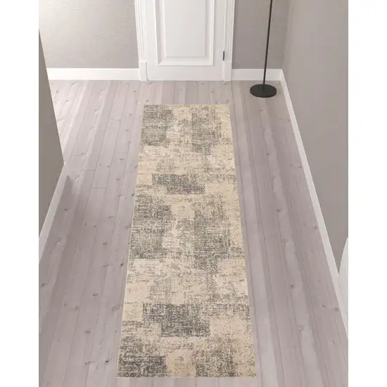 10' Light Blue Abstract Power Loom Runner Rug Photo 2