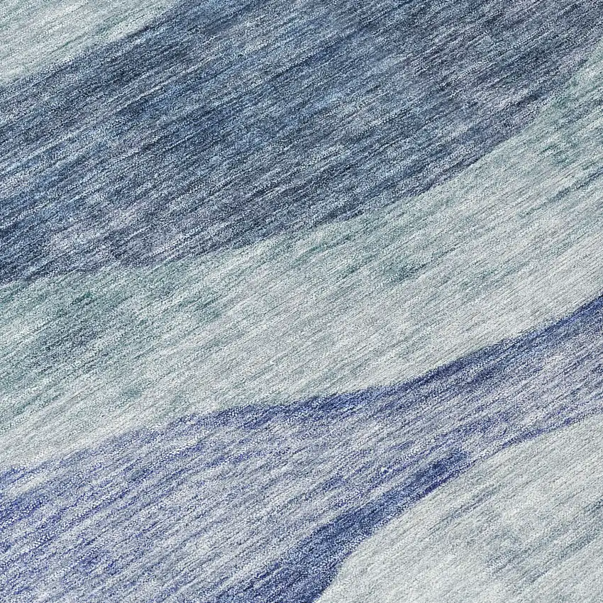 8' Light Blue And Dark Blue Round Abstract Washable Indoor Outdoor Area Rug Photo 9