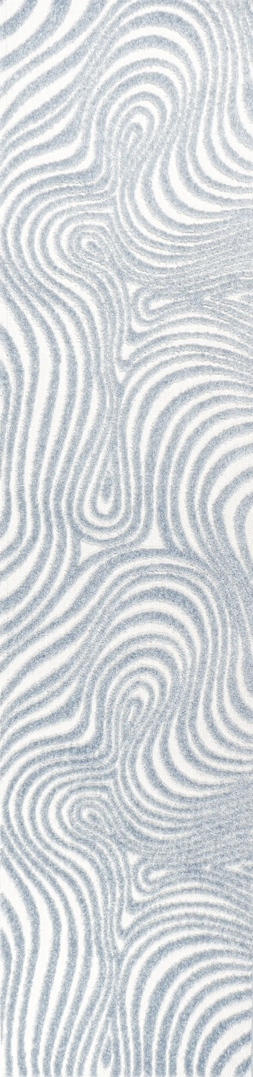 10' Light Blue And Ivory Abstract Indoor Outdoor Runner Rug Photo 3