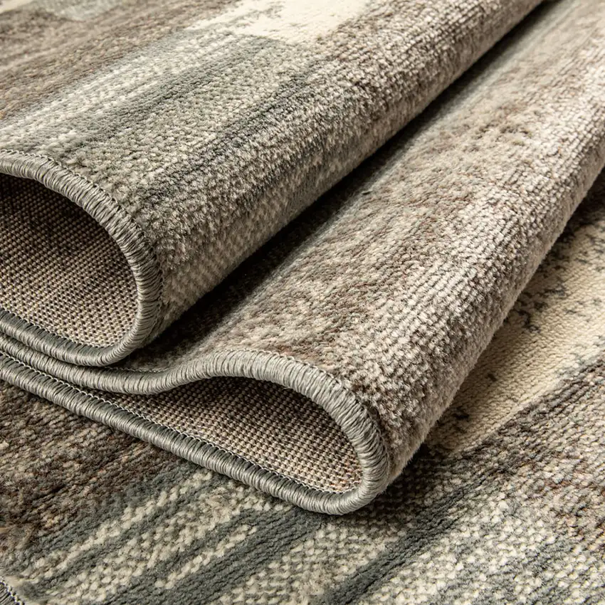 10' Light Blue And Ivory Patchwork Power Loom Stain Resistant Runner Rug Photo 3