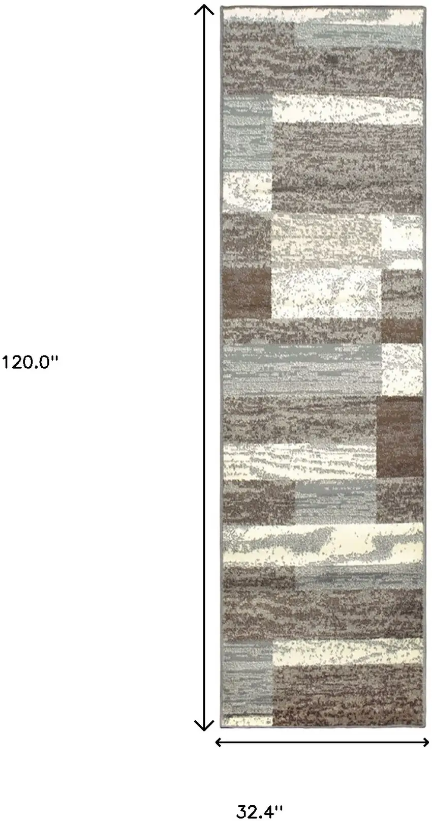 10' Light Blue And Ivory Patchwork Power Loom Stain Resistant Runner Rug Photo 7