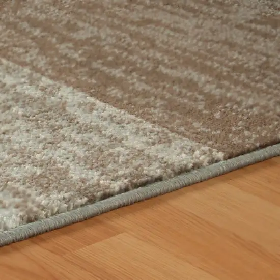 8' Light Blue And Ivory Patchwork Power Loom Stain Resistant Runner Rug Photo 5