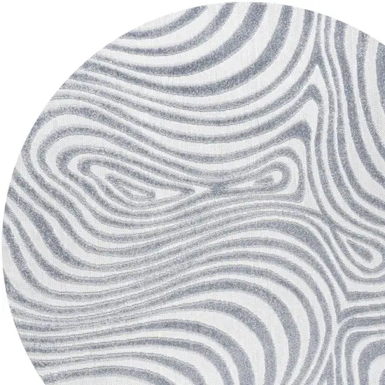 9' Light Blue And Ivory Round Abstract Indoor Outdoor Area Rug Photo 2