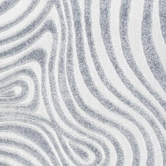 5' Light Blue And Ivory Square Abstract Indoor Outdoor Area Rug Photo 2