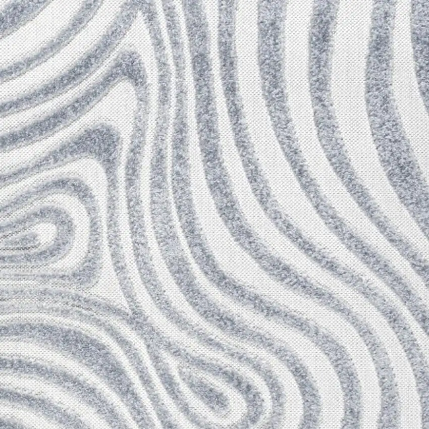 5' Light Blue And Ivory Square Abstract Indoor Outdoor Area Rug Photo 2