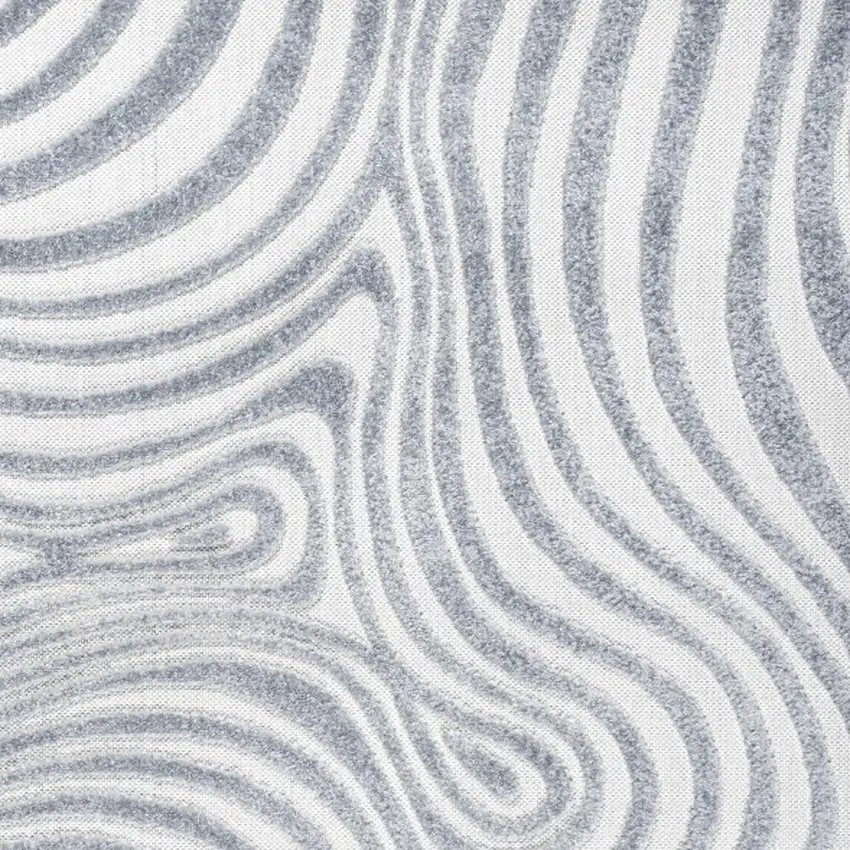 5' Light Blue And Ivory Square Abstract Indoor Outdoor Area Rug Photo 3