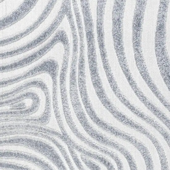 6' Light Blue And Ivory Square Abstract Indoor Outdoor Area Rug Photo 2