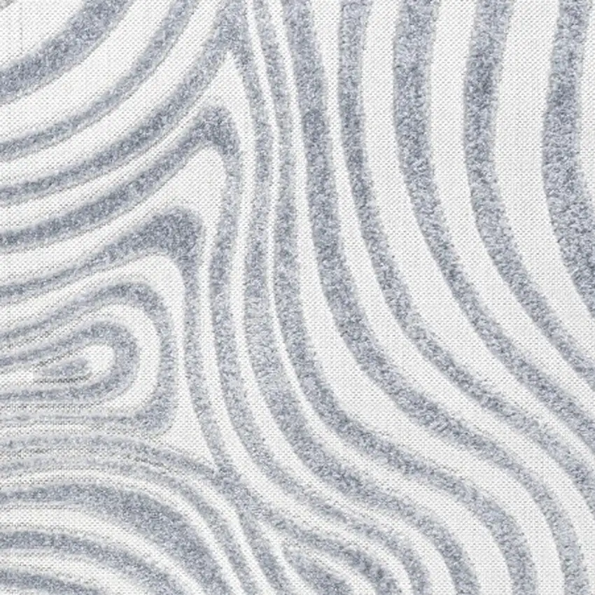 6' Light Blue And Ivory Square Abstract Indoor Outdoor Area Rug Photo 2