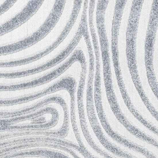 7' Light Blue And Ivory Square Abstract Indoor Outdoor Area Rug Photo 2