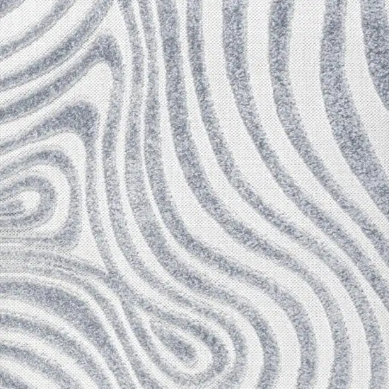 9' Light Blue And Ivory Square Abstract Indoor Outdoor Area Rug Photo 2