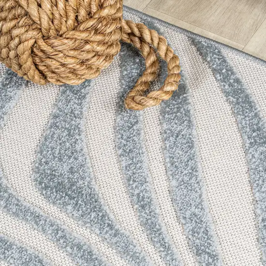 8' Light Blue And Ivory Square Abstract Indoor Outdoor Area Rug Photo 7