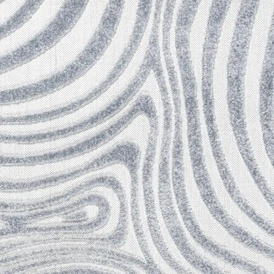 8' Light Blue And Ivory Square Abstract Indoor Outdoor Area Rug Photo 2