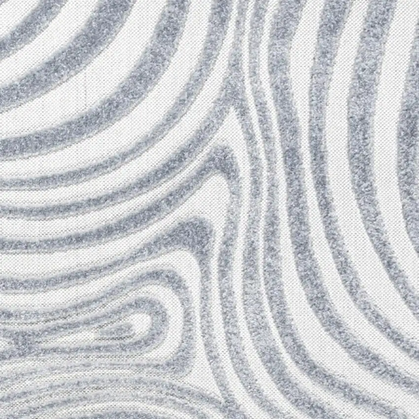 8' Light Blue And Ivory Square Abstract Indoor Outdoor Area Rug Photo 2