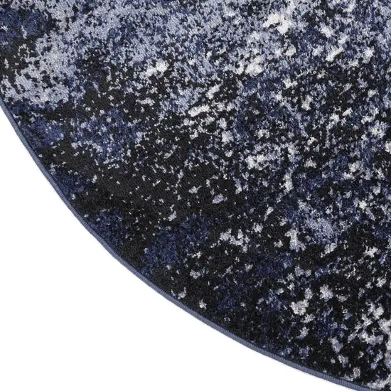 8' Light Blue Black And Gray Abstract Round Rug Photo 9