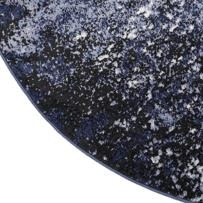 8' Light Blue Black And Gray Abstract Round Rug Photo 9