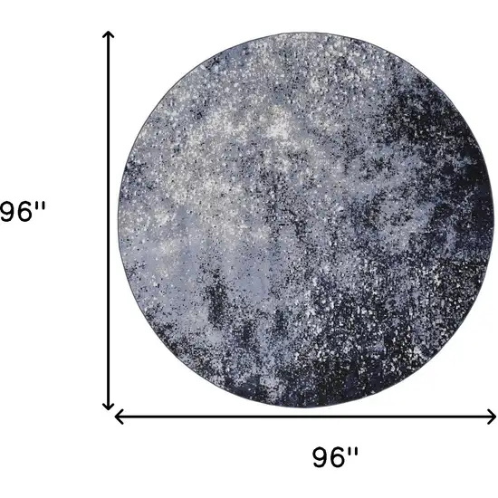 8' Light Blue Black And Gray Abstract Round Rug Photo 3