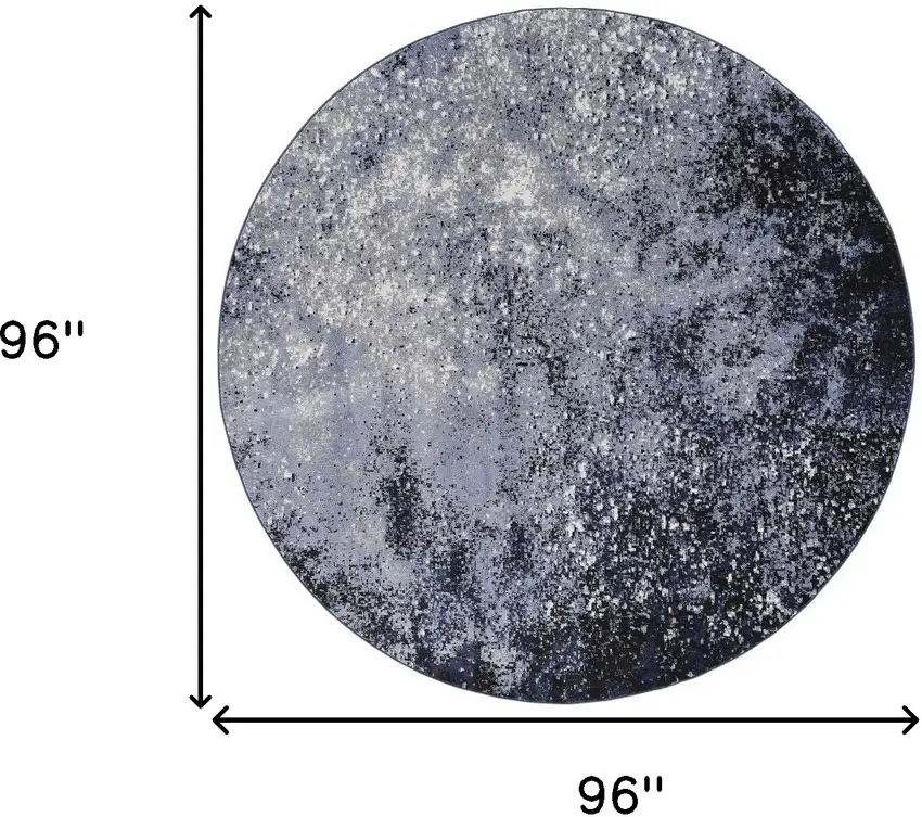 8' Light Blue Black And Gray Abstract Round Rug Photo 3
