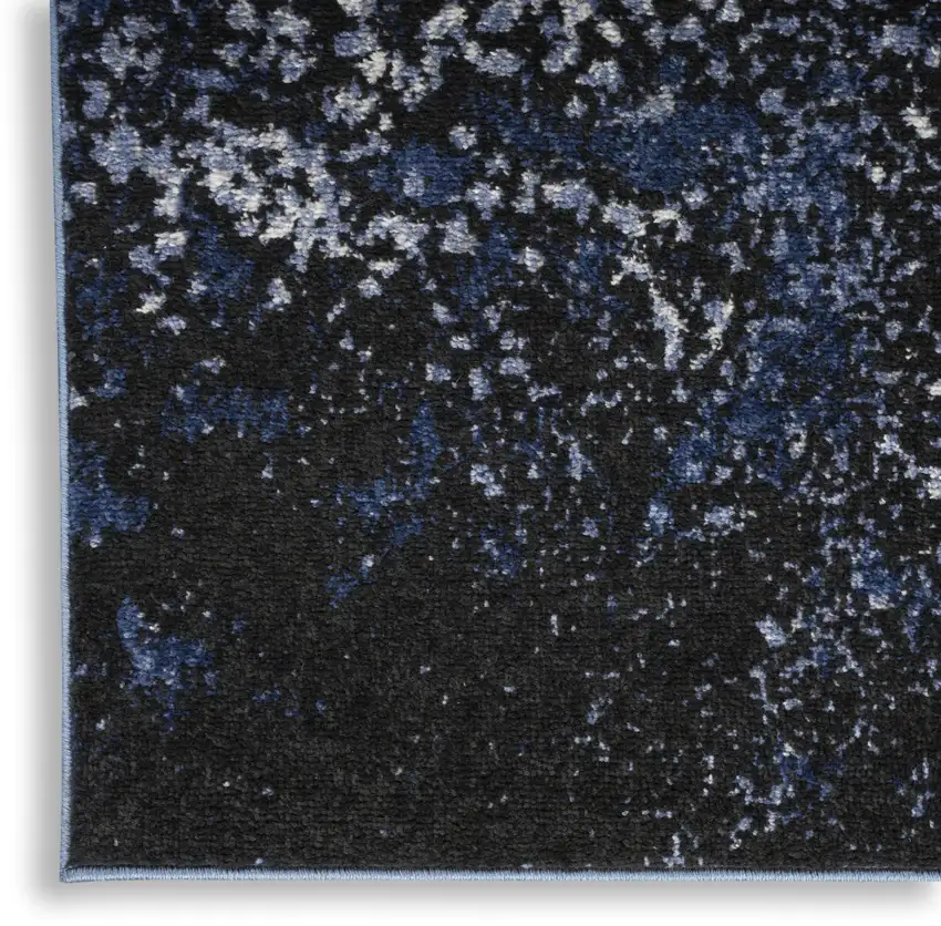 6' Light Blue Black And Ivory Abstract Non Skid Runner Rug Photo 7