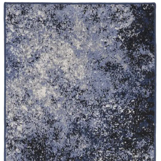 6' Light Blue Black And Ivory Abstract Non Skid Runner Rug Photo 8