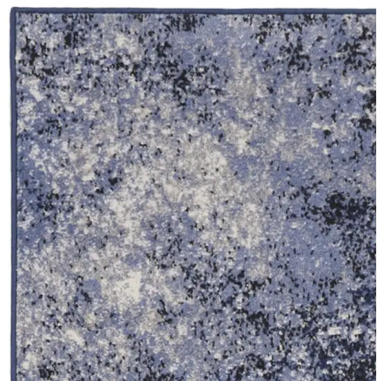 6' Light Blue Black And Ivory Abstract Non Skid Runner Rug Photo 9