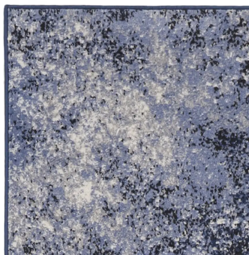 6' Light Blue Black And Ivory Abstract Non Skid Runner Rug Photo 9