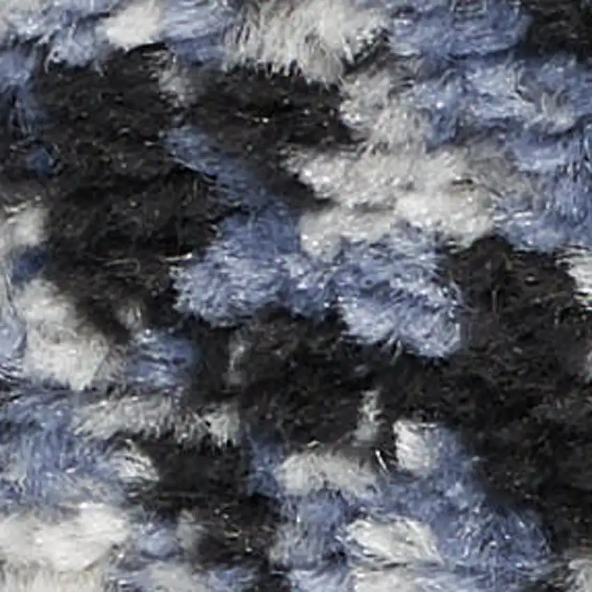 6' Light Blue Black And Ivory Abstract Non Skid Runner Rug Photo 3