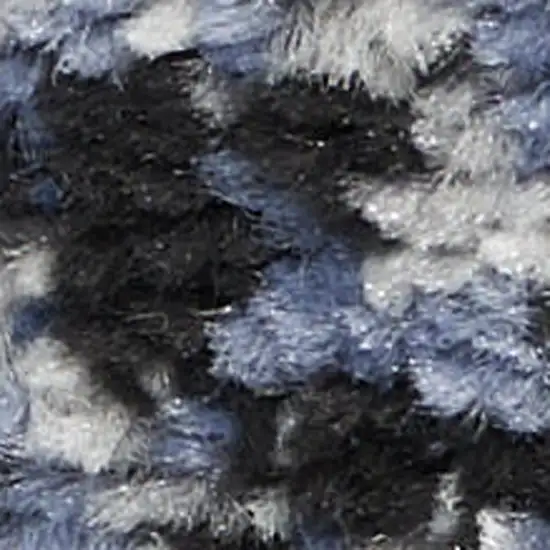 6' Light Blue Black And Ivory Abstract Non Skid Runner Rug Photo 2