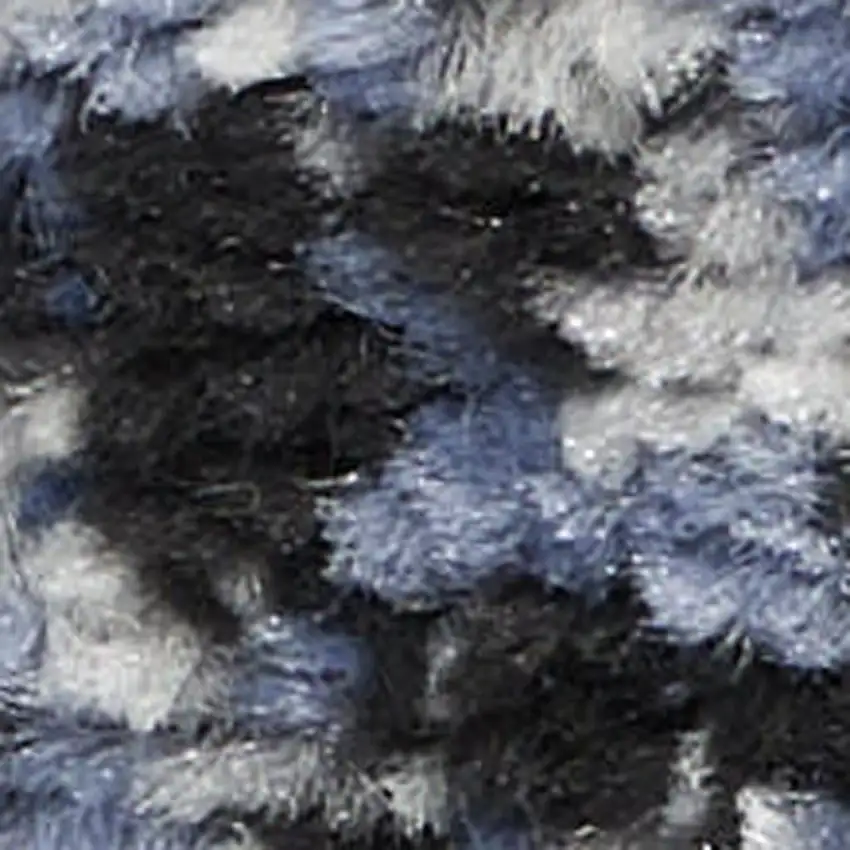 6' Light Blue Black And Ivory Abstract Non Skid Runner Rug Photo 2