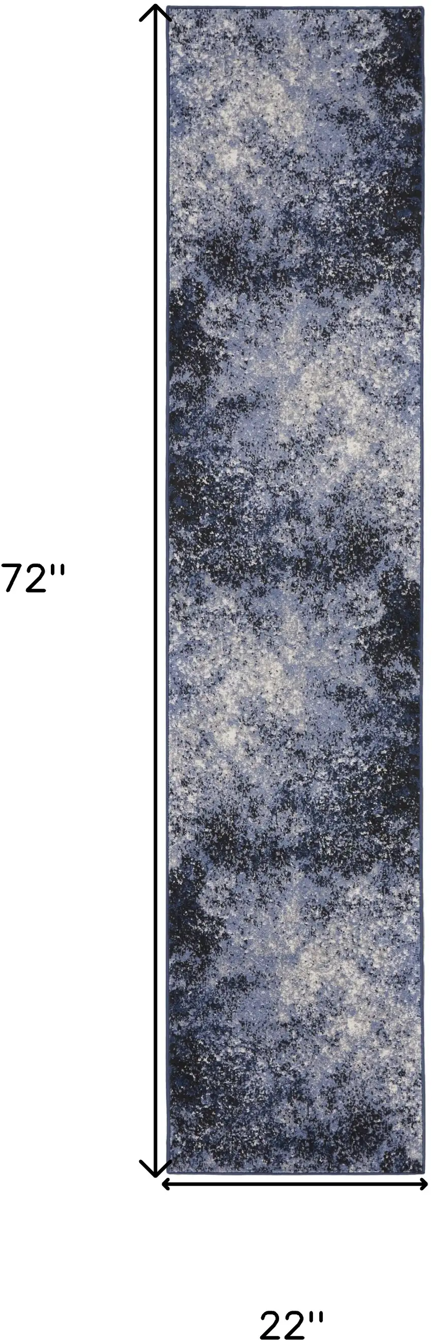 6' Light Blue Black And Ivory Abstract Non Skid Runner Rug Photo 3