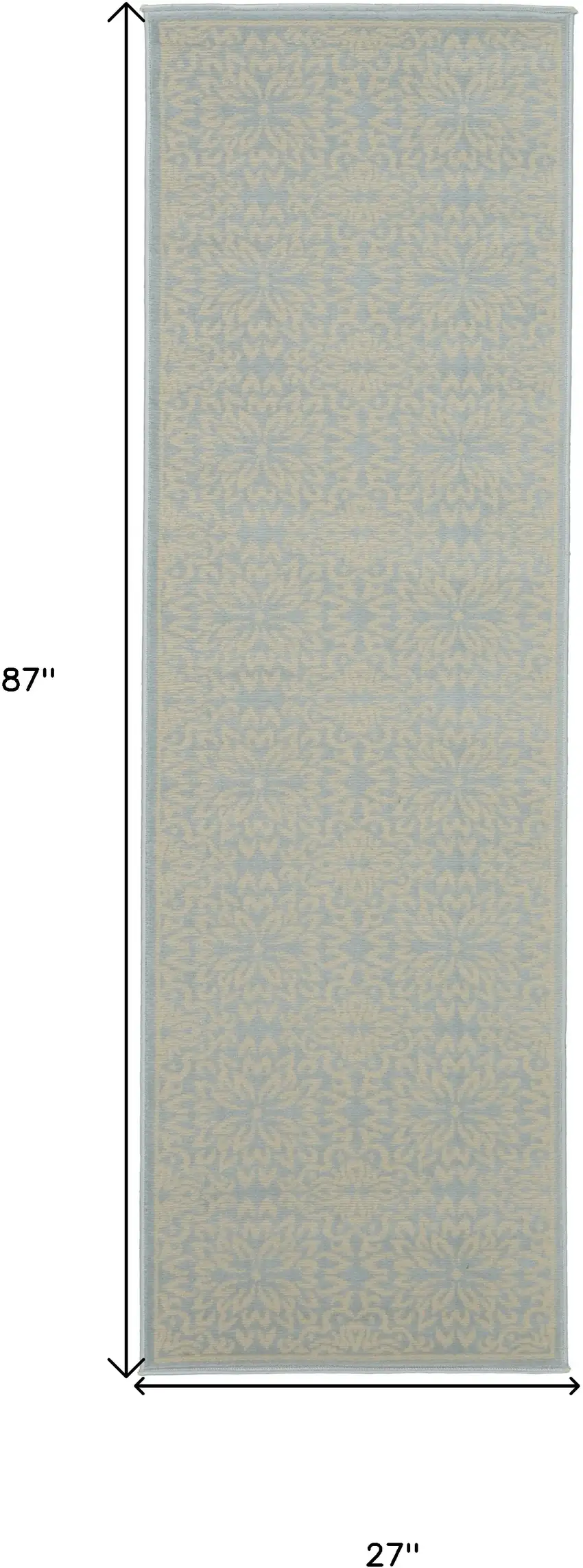 7' Light Blue Floral Power Loom Runner Rug Photo 5
