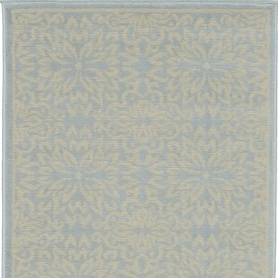 7' Light Blue Floral Power Loom Runner Rug Photo 1