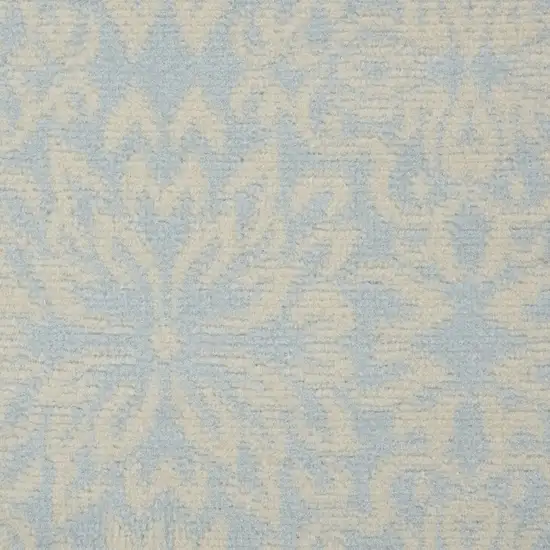 7' Light Blue Floral Power Loom Runner Rug Photo 4