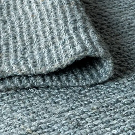 5' Light Blue Jute Handmade Square Rug With Fringe Photo 6