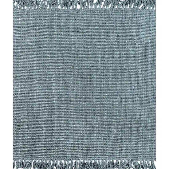 8' Light Blue Jute Handmade Square Rug With Fringe Photo 5