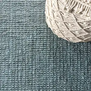 Photo of 8' Light Blue Jute Handmade Square Rug With Fringe