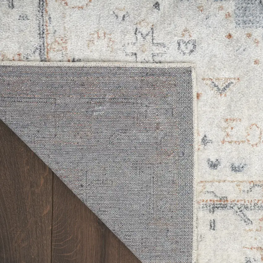 8' Light Blue Oriental Power Loom Distressed Washable Runner Rug Photo 7