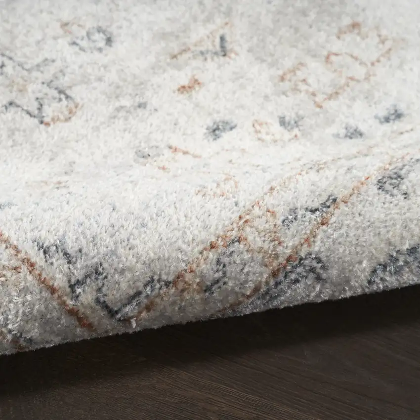 12' Light Blue Oriental Power Loom Distressed Washable Runner Rug Photo 9