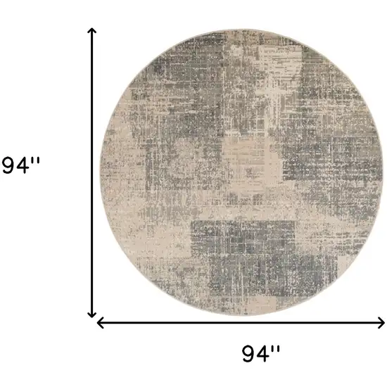 8' Light Blue Round Abstract Power Loom Area Rug Photo 6