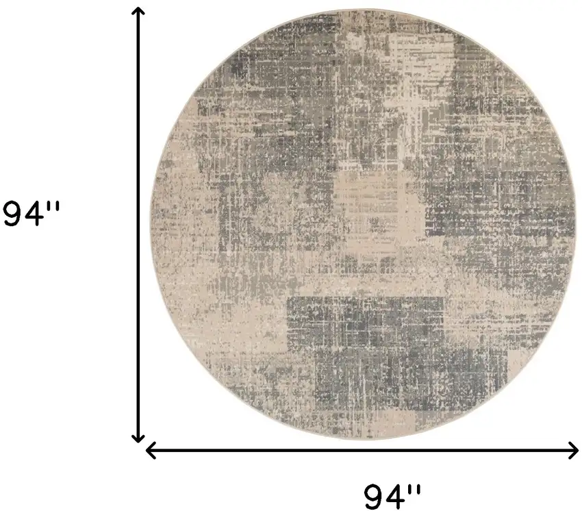 8' Light Blue Round Abstract Power Loom Area Rug Photo 6