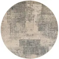 Photo of 8' Light Blue Round Abstract Power Loom Area Rug