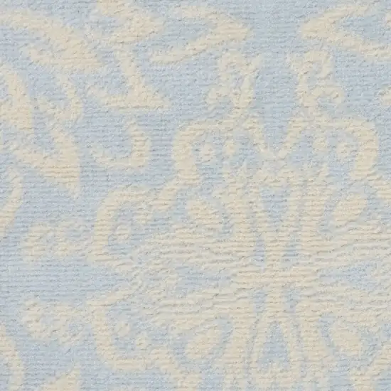 5' Light Blue Round Floral Power Loom Area Rug Photo 7
